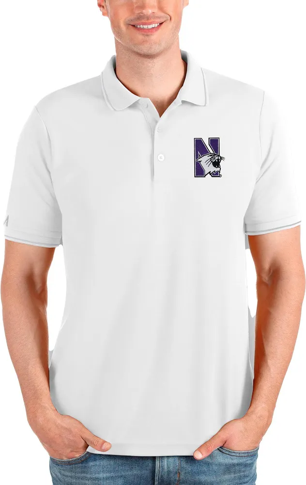 Antigua Men's Northwestern Wildcats White and Silver Affluent Polo