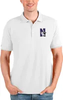 Antigua Men's Northwestern Wildcats White and Silver Affluent Polo