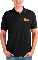 Antigua Men's Pitt Panthers Black and Silver Affluent Polo