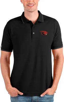 Antigua Men's Oregon State Beavers Black and Silver Affluent Polo