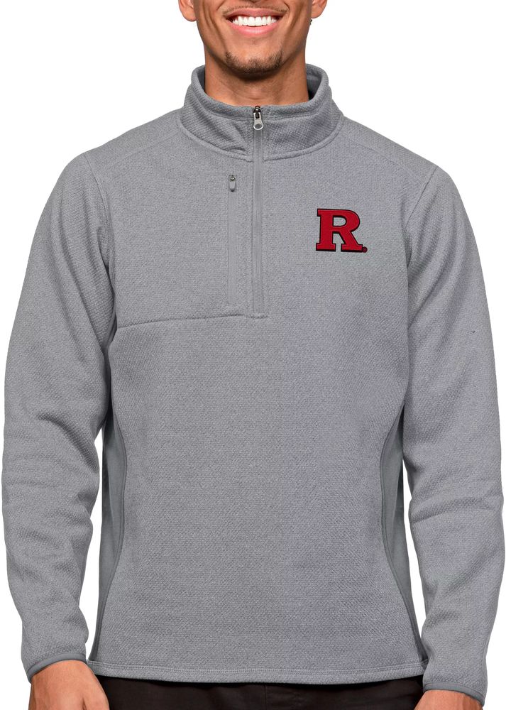 Antigua Men's Rutgers Scarlet Knights Light Grey Course 1/4 Zip Jacket