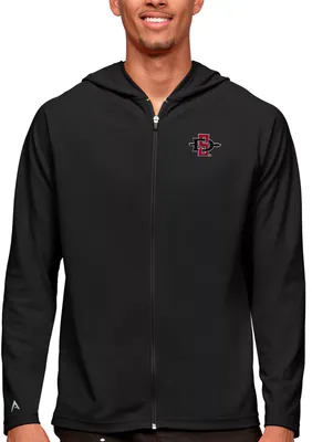 Antigua Men's San Diego State Aztecs Black Legacy Full Zip Hoodie