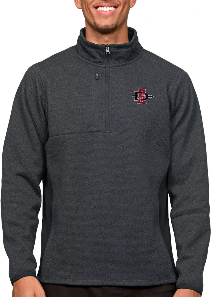 Antigua Men's San Diego State Aztecs Charcoal Course 1/4 Zip Jacket