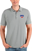 Antigua Men's Southern Methodist Mustangs Heather Grey and White Affluent Polo