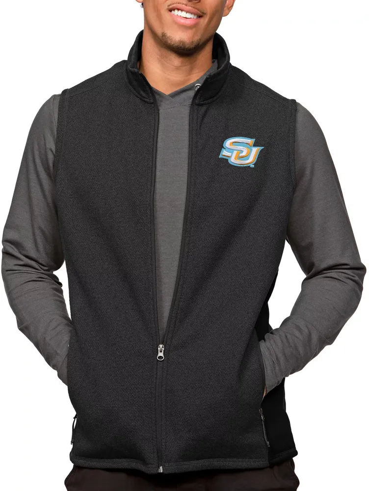 Antigua Men's Southern University Jaguars Black Heather Course Vest