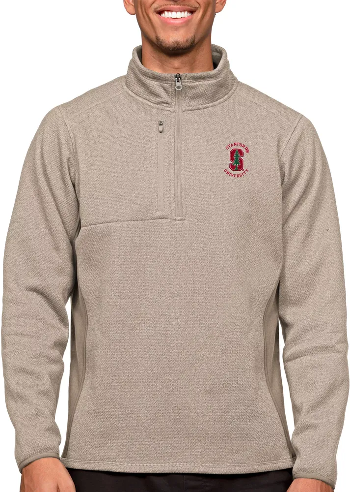 Antigua Men's Stanford Cardinal Oatmeal Course 1/4 Zip Jacket