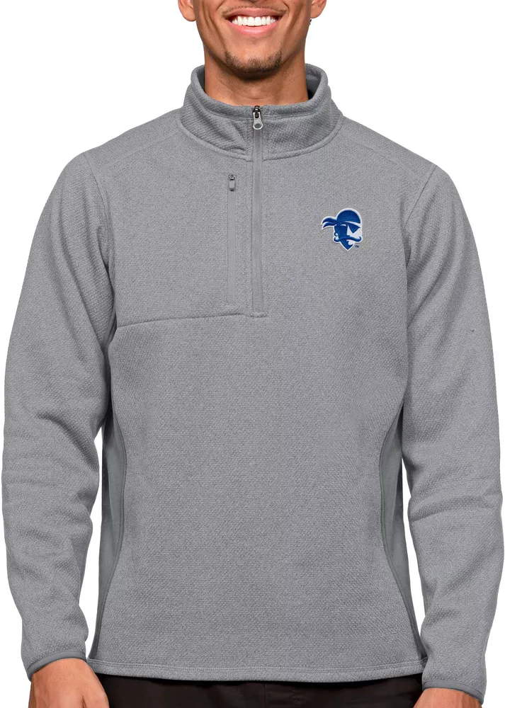 Antigua Men's Seton Hall Pirates Light Grey Course 1/4 Zip Jacket