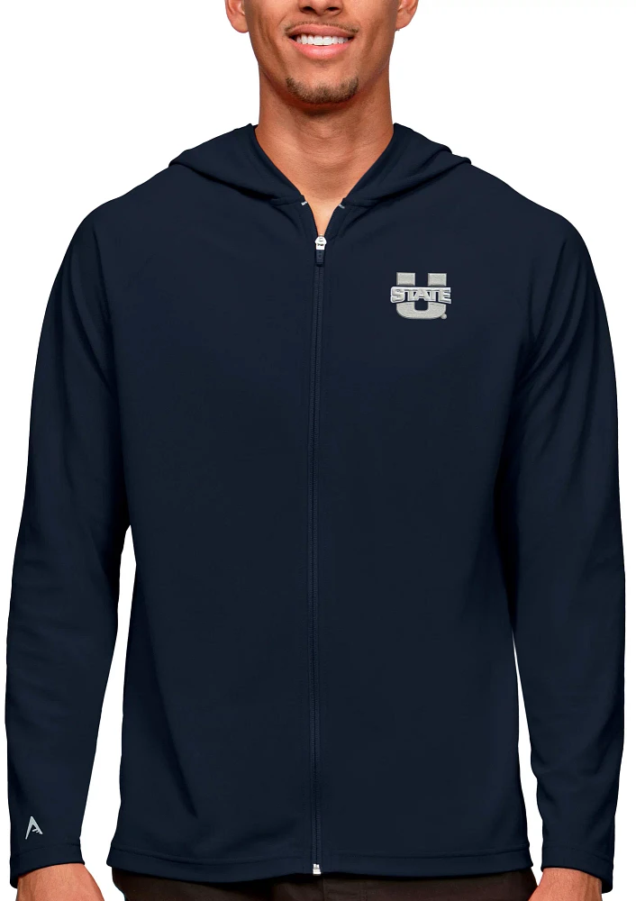 Antigua Men's Utah State Aggies Navy Legacy Full Zip Hoodie