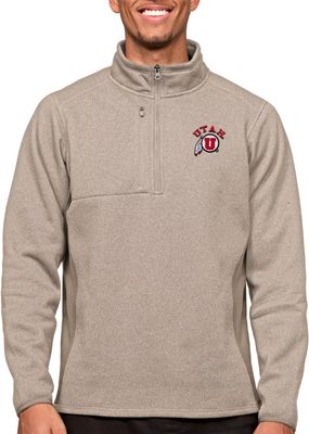 Antigua Men's Utah Utes Oatmeal Course 1/4 Zip Jacket