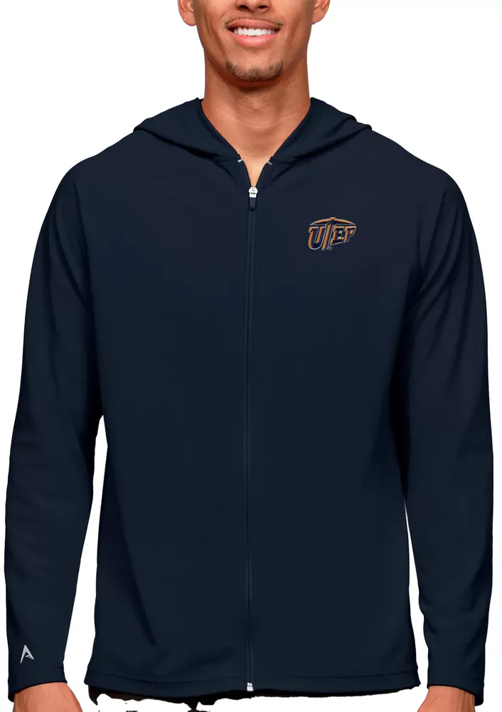 Antigua Men's UTEP Miners Navy Legacy Full Zip Hoodie