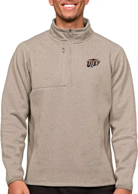 Antigua Men's UTEP Miners Oatmeal Course 1/4 Zip Jacket