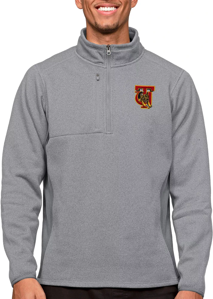 Antigua Men's Tuskegee Golden Tigers Charcoal Course 1/4 Zip Jacket