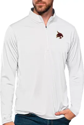 Antigua Women's Texas State Bobcats White Tribute Quarter-Zip Shirt