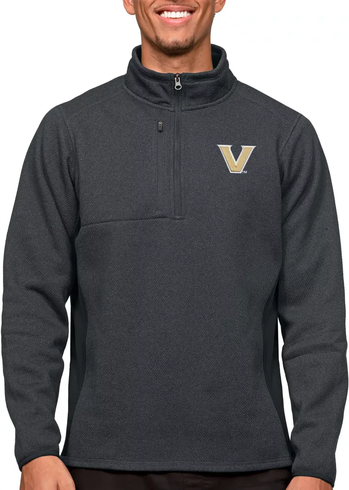 Antigua Men's Vanderbilt Commodores Charcoal Course 1/4 Zip Jacket