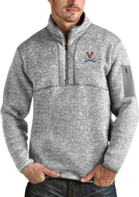 Antigua Men's Virginia Cavaliers Grey Fortune 1/4 Zip Jacket