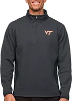 Antigua Men's Virginia Tech Hokies Charcoal Course 1/4 Zip Jacket