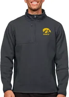 Antigua Men's Iowa Hawkeyes Charcoal Course 1/4 Zip Jacket