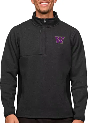 Antigua Men's Washington Huskies Black Course 1/4 Zip Jacket