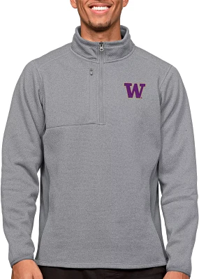 Antigua Men's Washington Huskies Light Grey Course 1/4 Zip Jacket