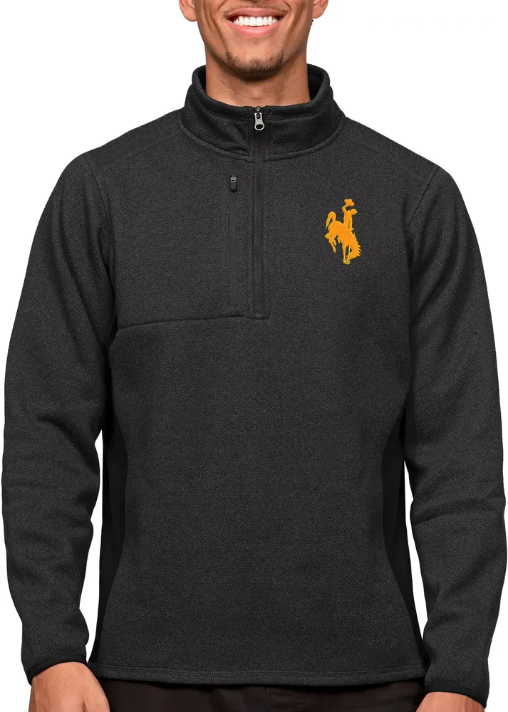 Antigua Men's Wyoming Cowboys Black Course 1/4 Zip Jacket