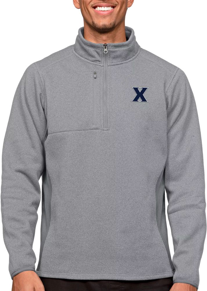 Antigua Men's Xavier Musketeers Light Grey Course 1/4 Zip Jacket