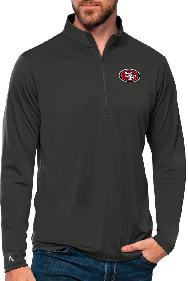 San Francisco 49ers Antigua Glacier Quarter-Zip Pullover Jacket - Black/Red, Size: Small