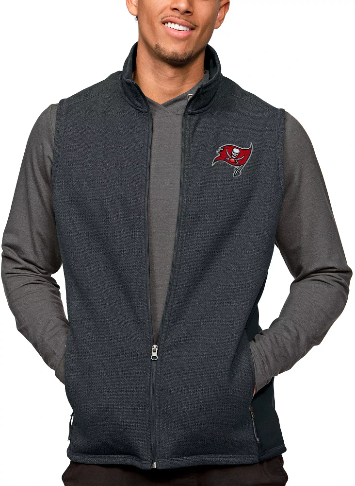 Antigua Tampa Bay Buccaneers Course Charcoal Heather Vest