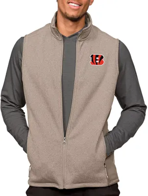 Antigua Cincinnati Bengals Course Oatmeal Heather Vest