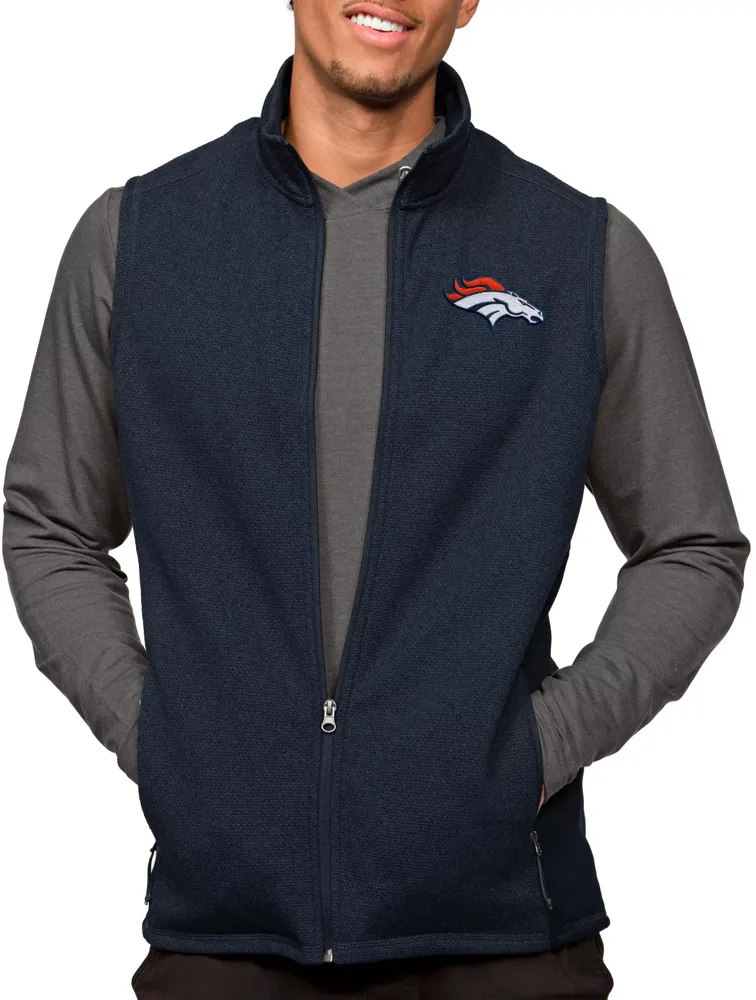 Antigua Denver Broncos Course Navy Heather Vest