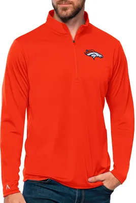 Antigua Men's Denver Broncos Tribute Quarter-Zip Mango Pullover