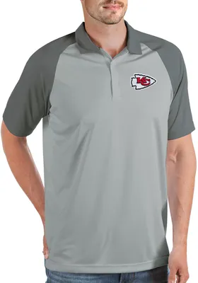 Antigua Men's Kansas City Chiefs Nova Silver/Grey Polo