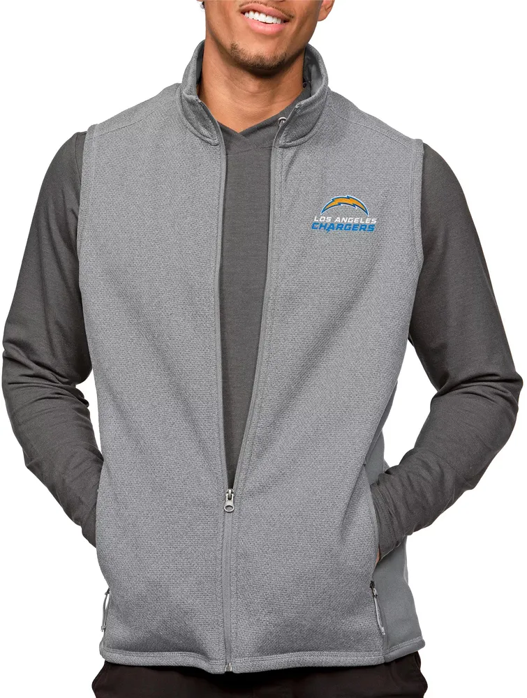 Antigua Los Angeles Chargers Course Light Grey Heather Vest