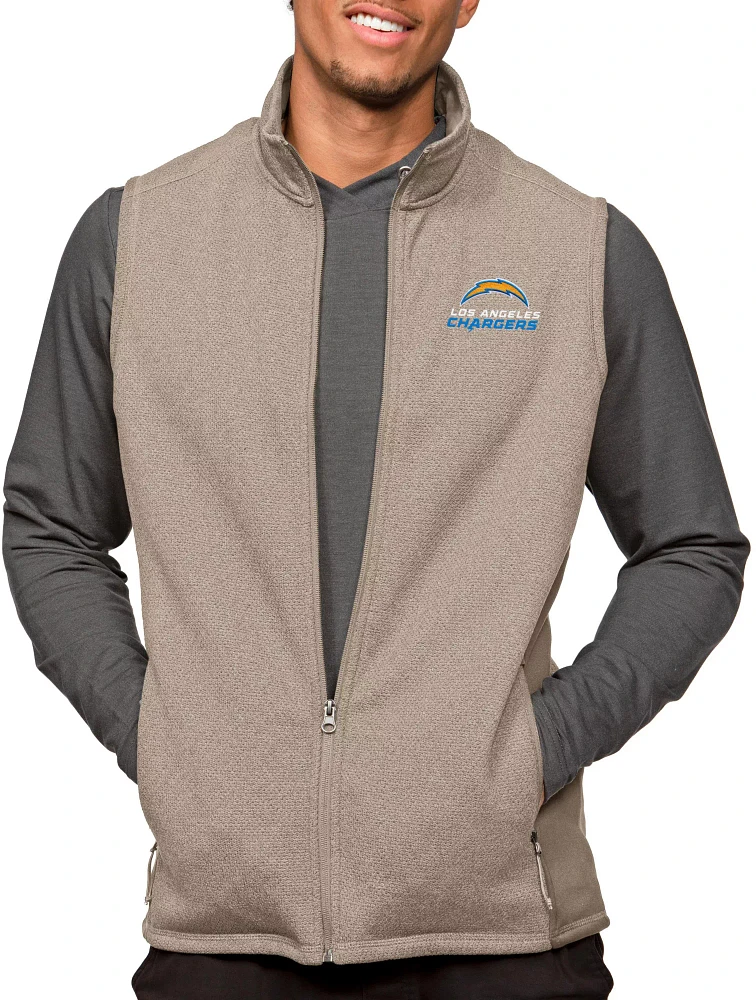 Antigua Los Angeles Chargers Course Oatmeal Heather Vest