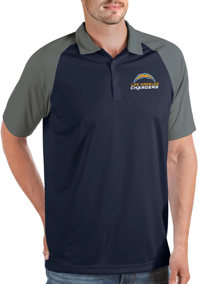 Antigua Los Angeles Chargers W/text Men's Esteem Polo, Black, Large