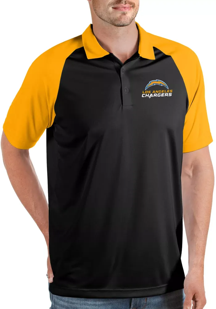 Antigua Men's Los Angeles Chargers Nova Black/Gold Polo