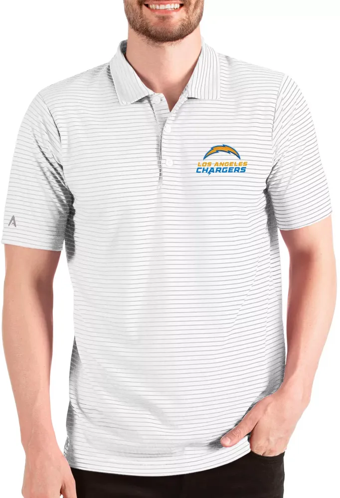 Antigua Men's Los Angeles Chargers Esteem Text White Polo