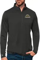 Antigua Men's Los Angeles Chargers Tribute Wordmark Quarter-Zip Dark Grey Pullover