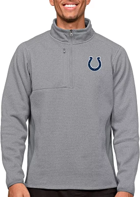 Antigua Indianapolis Colts Course Light Grey Heather Quarter-Zip Long Sleeve Pullover T-Shirt