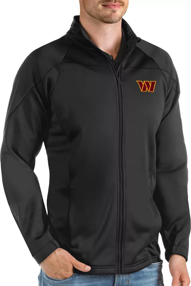 Antigua Men's Washington Commanders Links Steel Golf Grey Full-Zip Jacket