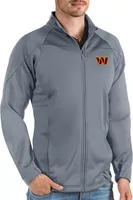 Antigua Men's Washington Commanders Links Steel Golf Grey Full-Zip Jacket