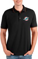 Antigua Men's Miami Dolphins Affluent Black Polo