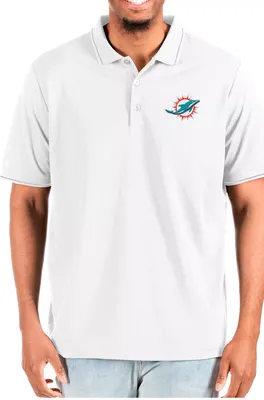 Antigua Men's Miami Dolphins Affluent White/Silver Big & Tall Polo