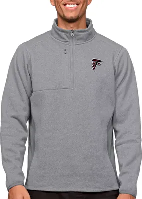 Antigua Atlanta Falcons Course Light Grey Heather Quarter-Zip Long Sleeve Pullover T-Shirt