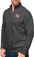 Antigua New York Giants Charcoal Heather Gambit Quarter-Zip Long Sleeve Pullover T-Shirt