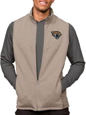 Antigua Jacksonville Jaguars Course Oatmeal Heather Vest