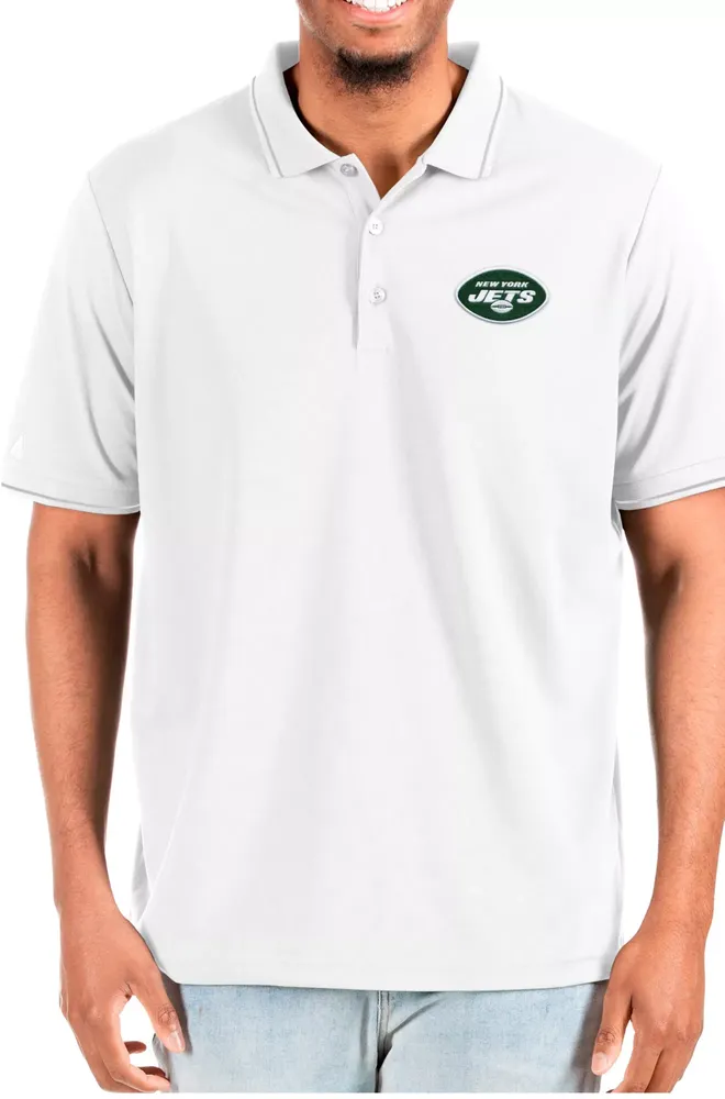 Antigua Men's New York Jets Affluent White/Silver Big & Tall Polo