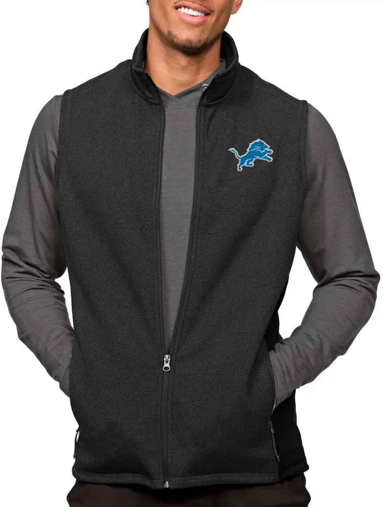 Antigua Detroit Lions Course Black Heather Vest