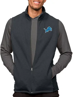 Antigua Detroit Lions Course Charcoal Heather Vest