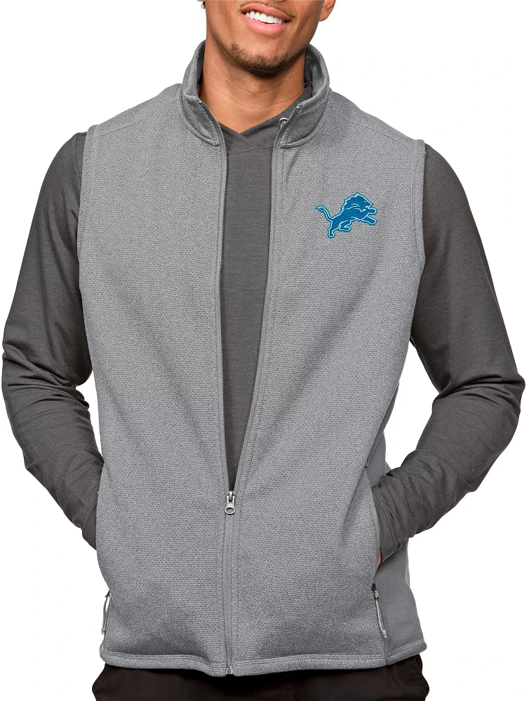 Antigua Detroit Lions Course Light Grey Heather Vest