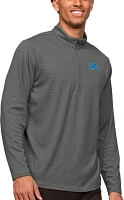 Antigua Detroit Lions Course Charcoal Heather Quarter-Zip Long Sleeve Pullover T-Shirt